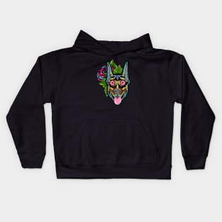 Doberman - Cropped Ear Edition - Day of the Dead Sugar Skull Dog Kids Hoodie